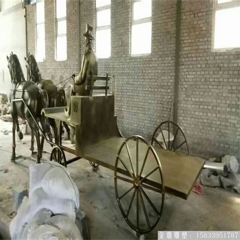 玻璃鋼仿銅馬車雕塑，馬車雕塑定做，啤酒節馬車雕塑2