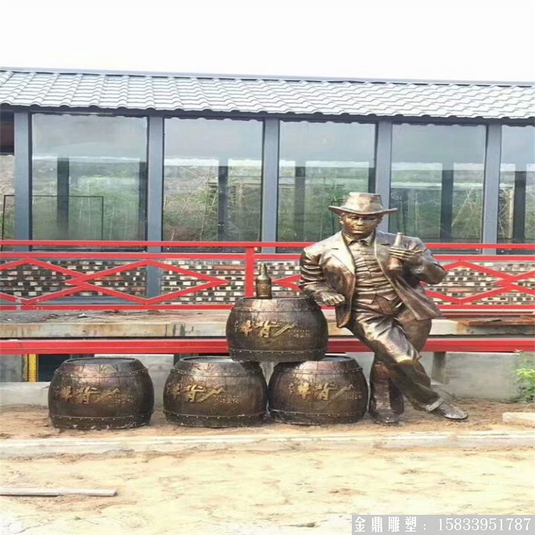 玻璃鋼仿銅人物雕塑 啤酒節人物雕塑