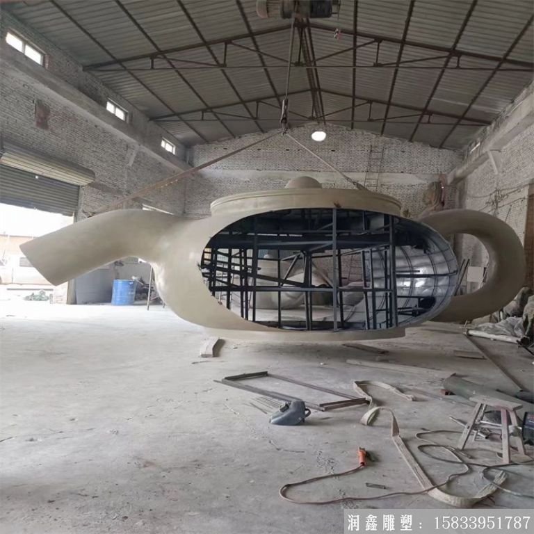 不銹鋼懸空天壺茶壺噴泉，景觀壺案例