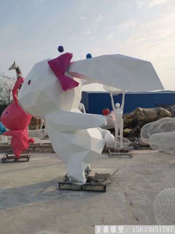 幾何面兔子雕塑 玻璃鋼切面兔子加工定制 設(shè)計